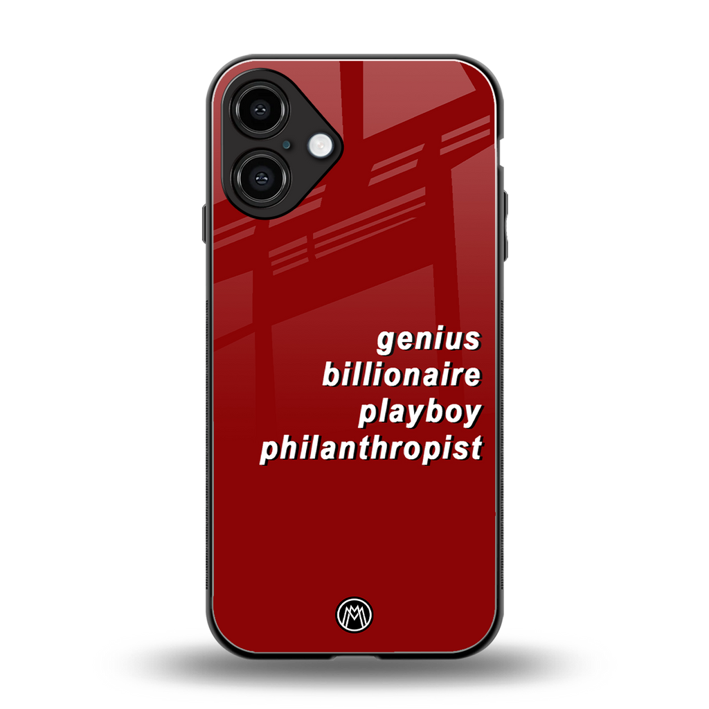 genius billionaire playboy philantrophist back phone cover | glass case for iphone 16 plus