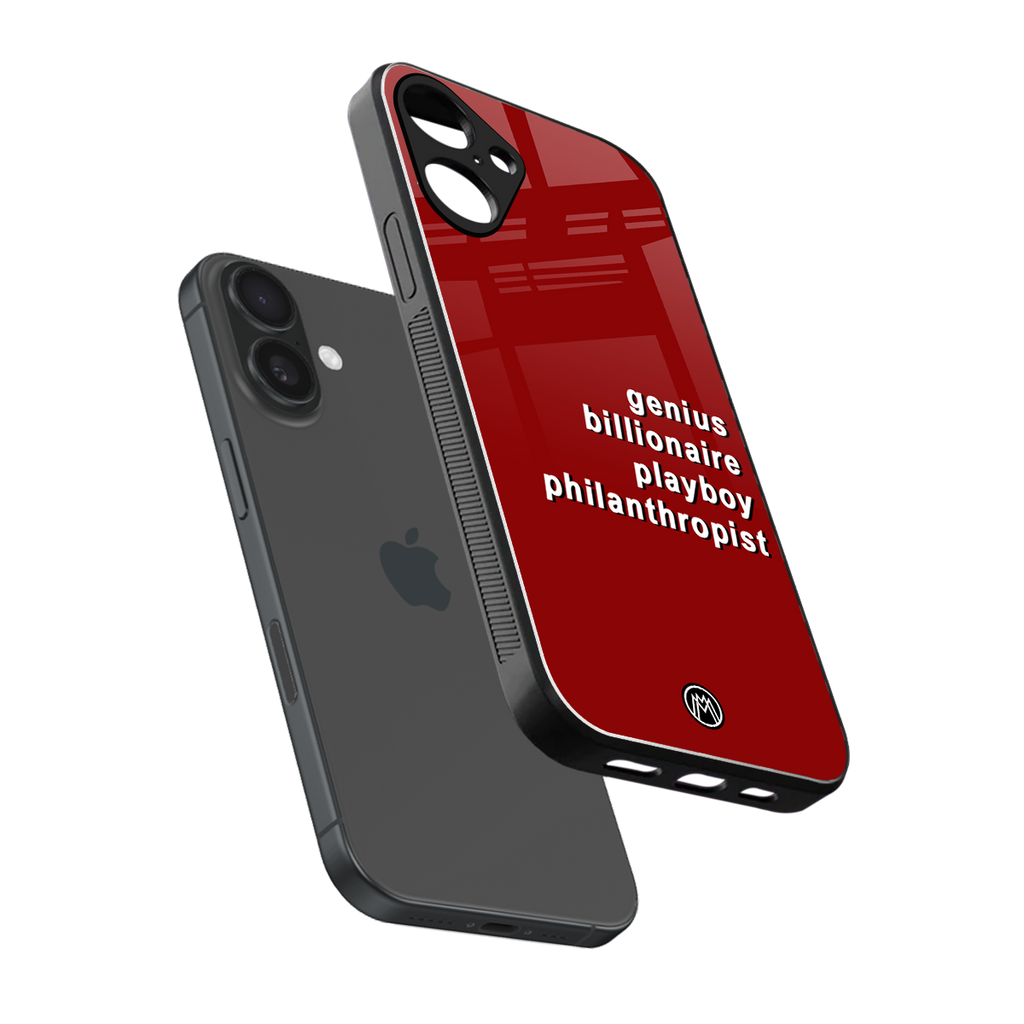 genius billionaire playboy philantrophist back phone cover | glass case for iphone 16 plus