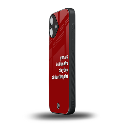 genius billionaire playboy philantrophist back phone cover | glass case for iphone 16 plus