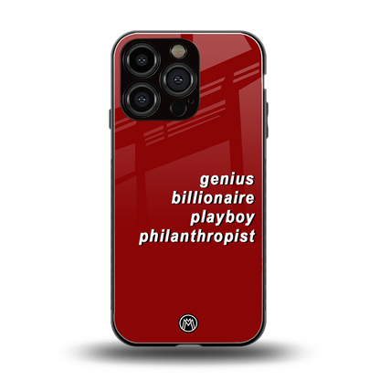 genius billionaire playboy philantrophist back phone cover | glass case for iphone 16 pro