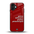 genius billionaire playboy philantrophist back phone cover | glass case for iphone 16