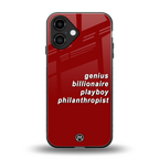 genius billionaire playboy philantrophist back phone cover | glass case for iphone 16