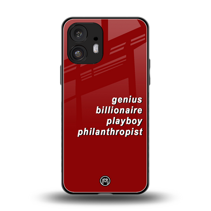 genius billionaire playboy philantrophist back phone cover | glass case for nothing phone 2