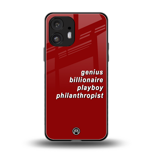 genius billionaire playboy philantrophist back phone cover | glass case for nothing phone 2