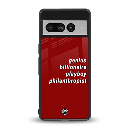genius billionaire playboy philantrophist back phone cover | glass case for google pixel 7 pro