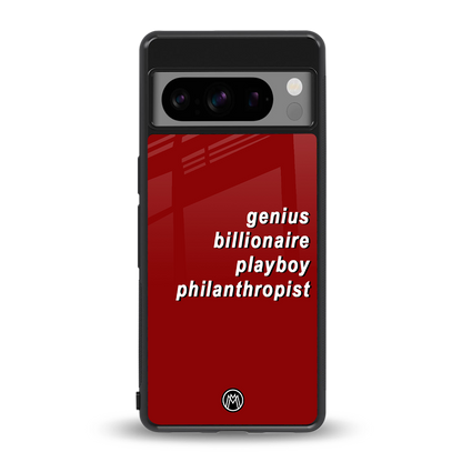 genius billionaire playboy philantrophist back phone cover | glass case for google pixel 8 pro