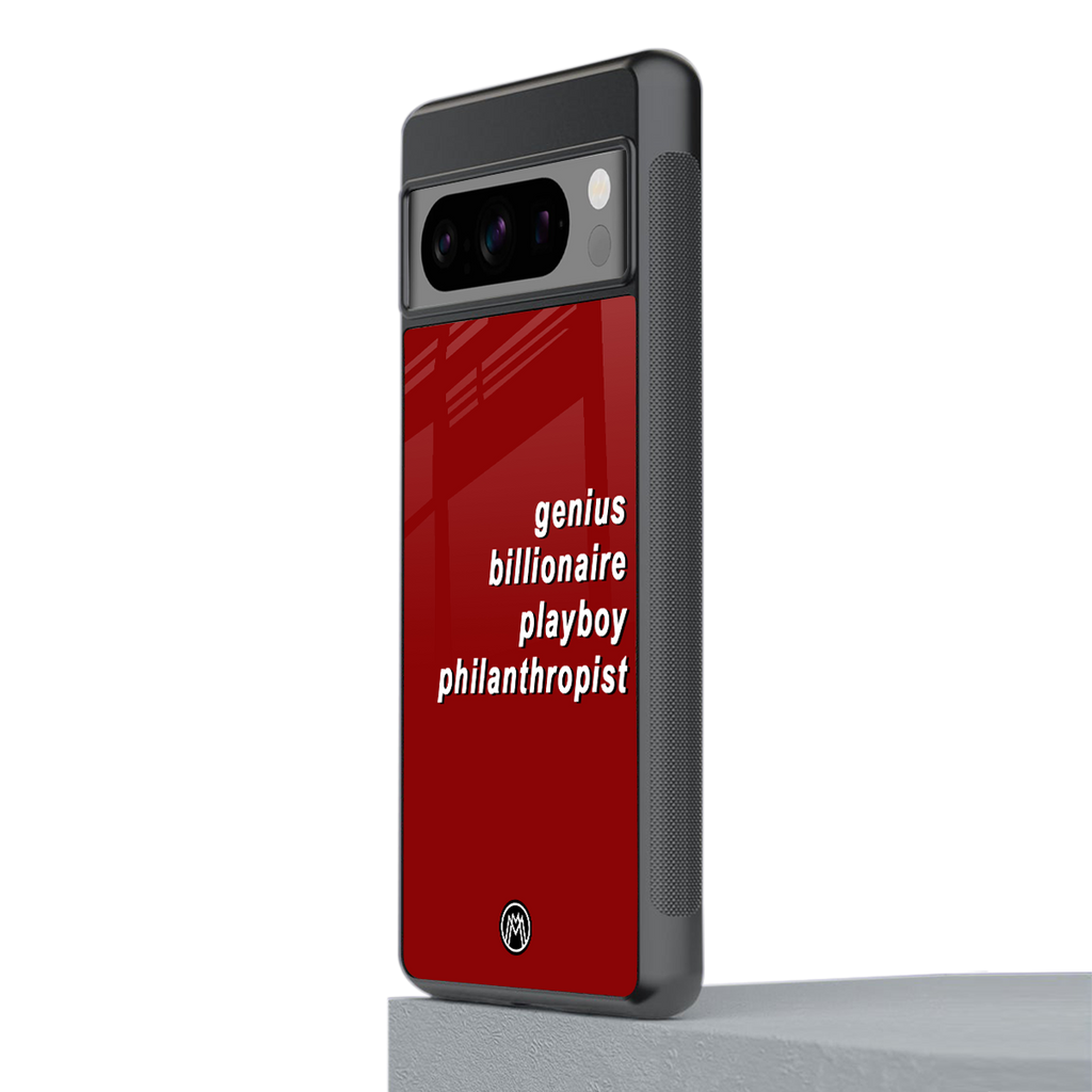 genius billionaire playboy philantrophist back phone cover | glass case for google pixel 8 pro