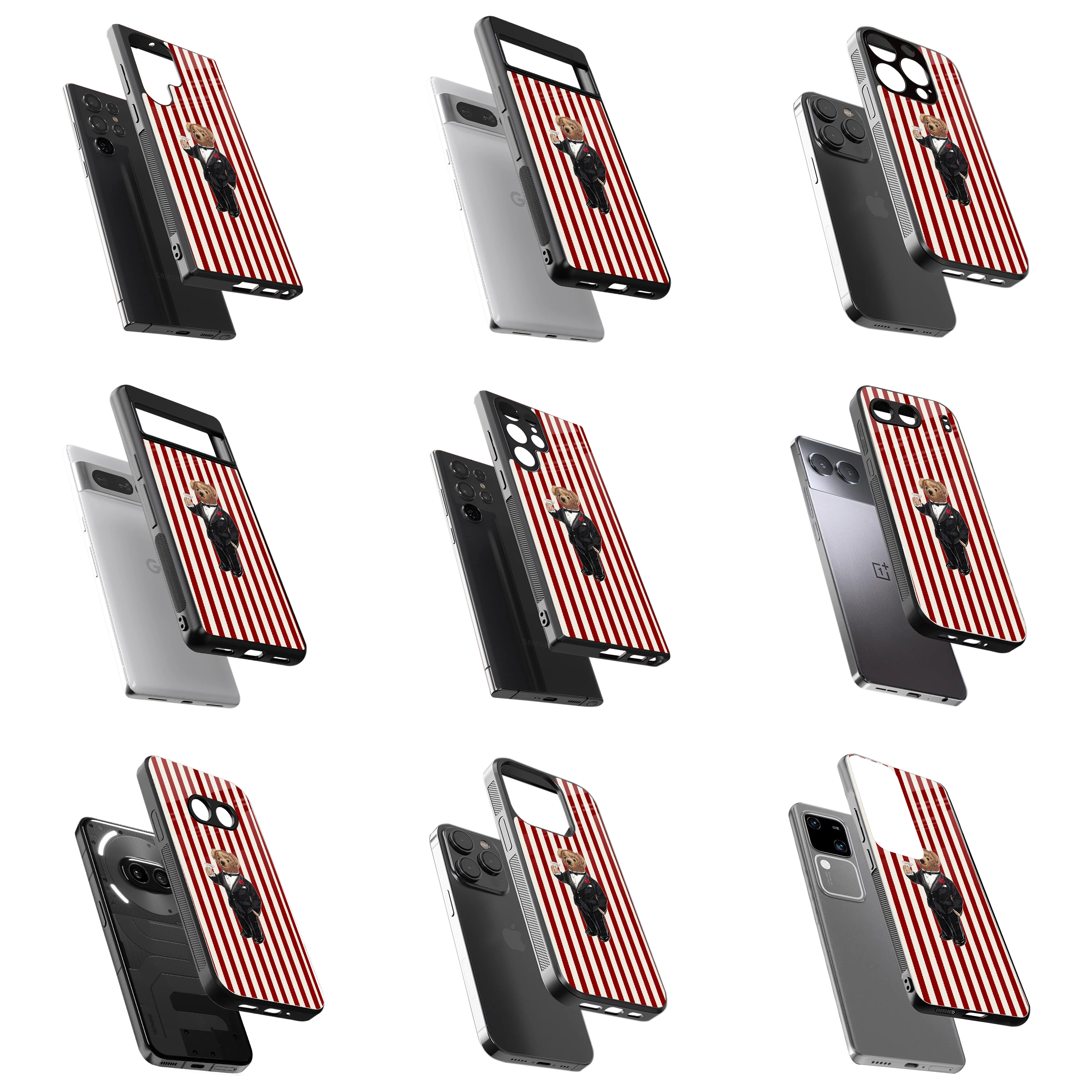 Durable Glass Back Mobile Case for iPhone, Samsung, OnePlus, Google Pixel, Redmi, Vivo, Oppo