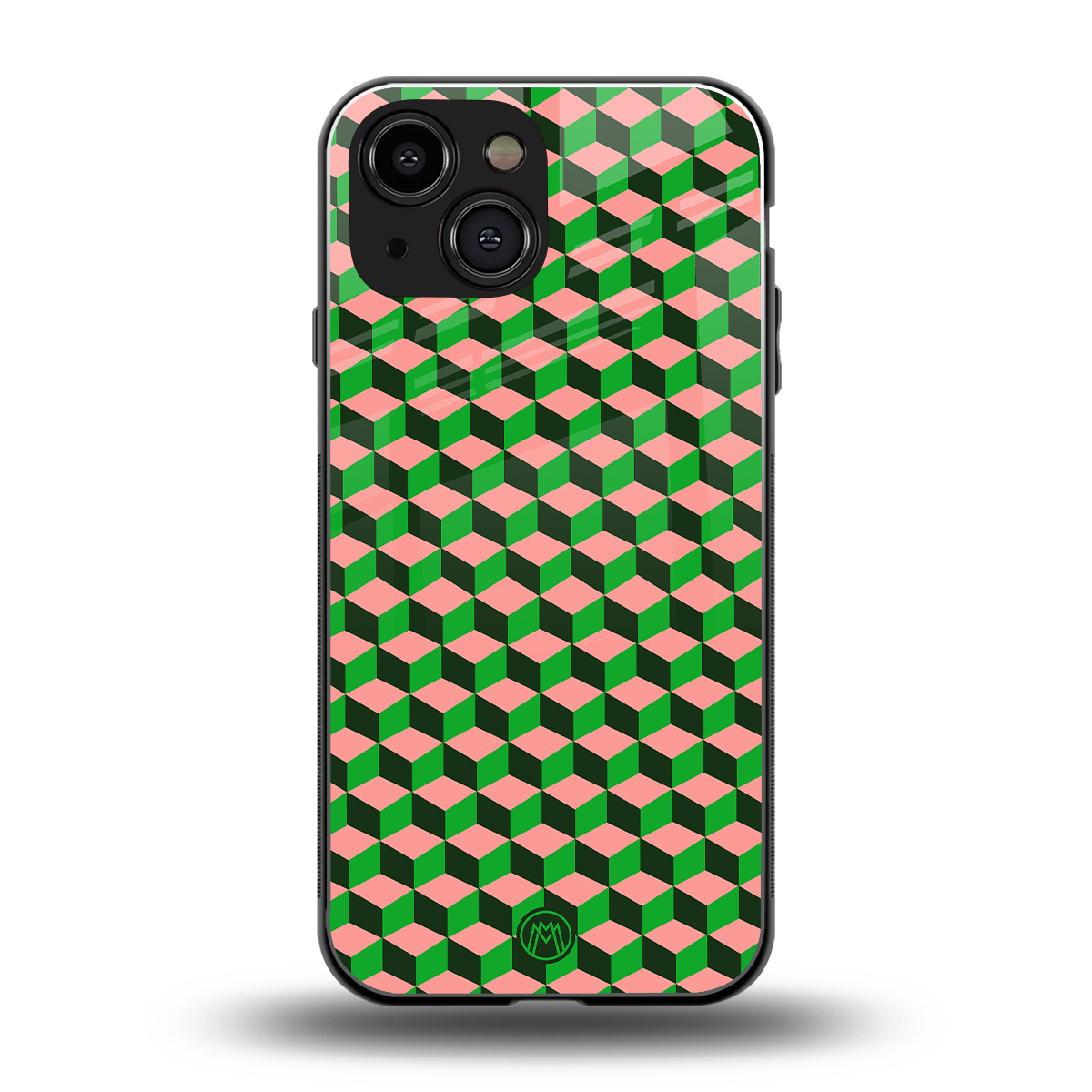 geo cube back phone cover | glass case for iphone 13 mini
