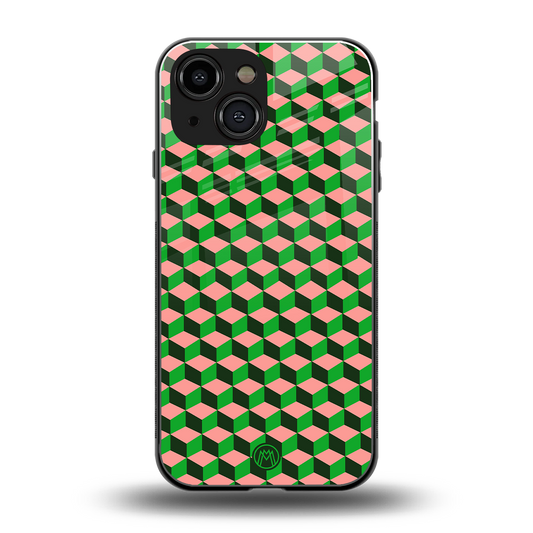geo cube back phone cover | glass case for iphone 13 mini