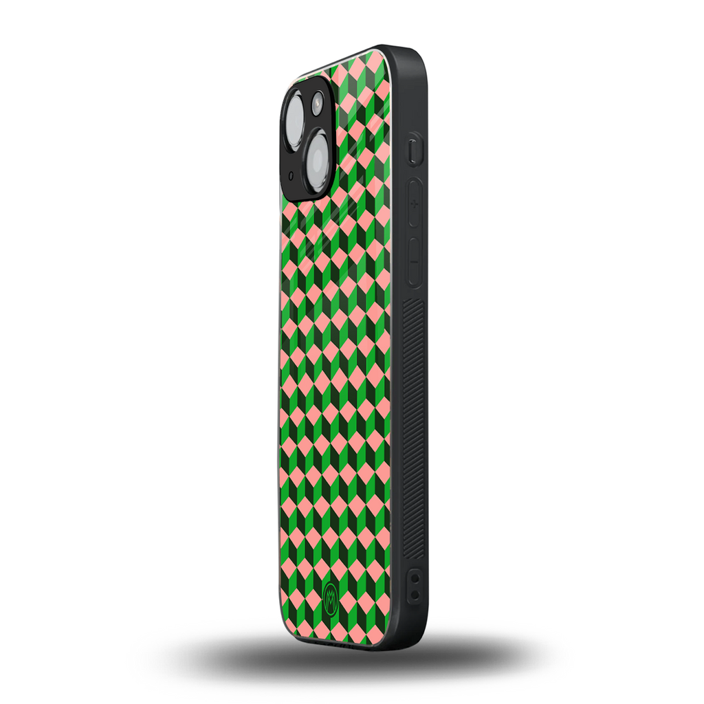 geo cube back phone cover | glass case for iphone 13 mini