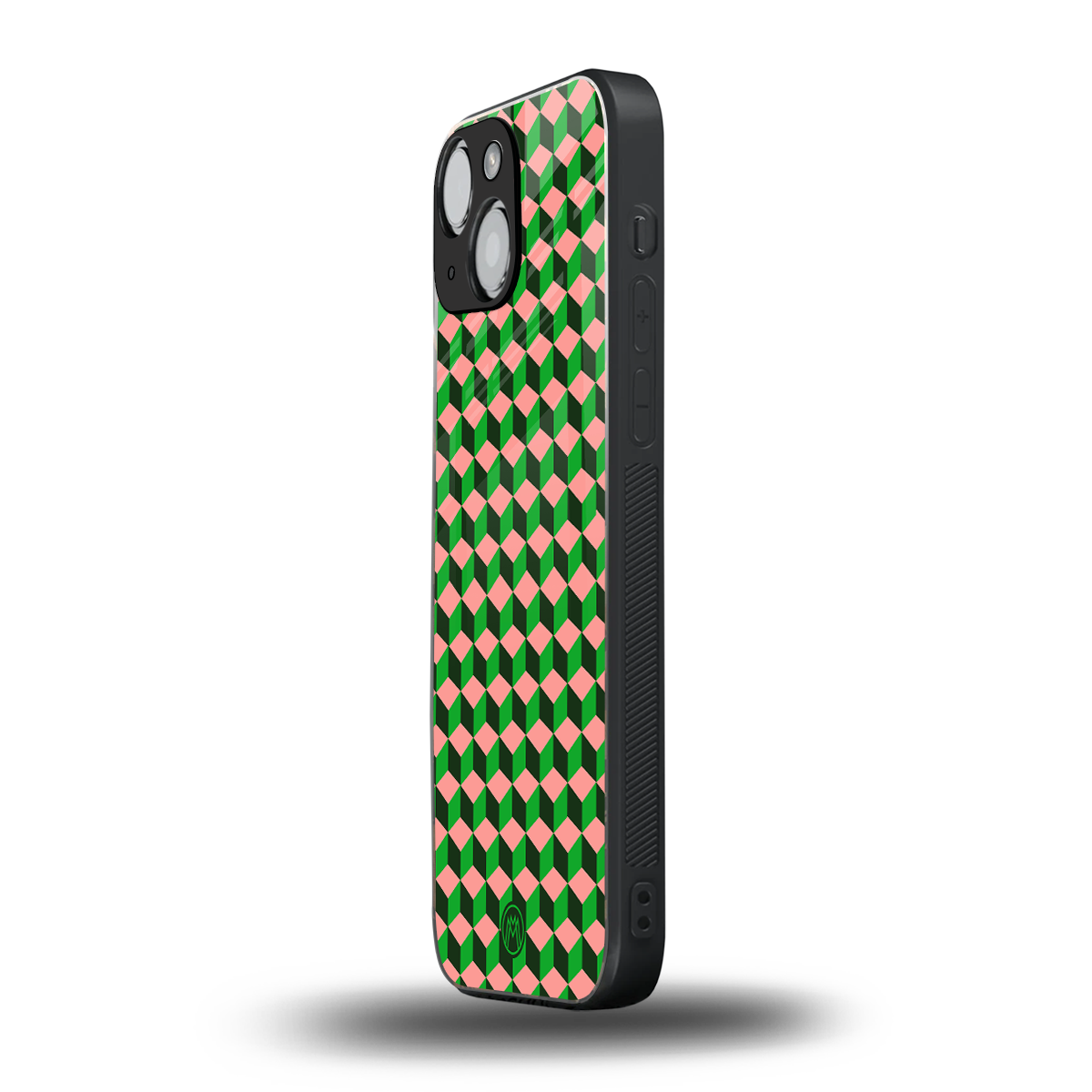 geo cube back phone cover | glass case for iphone 13 mini