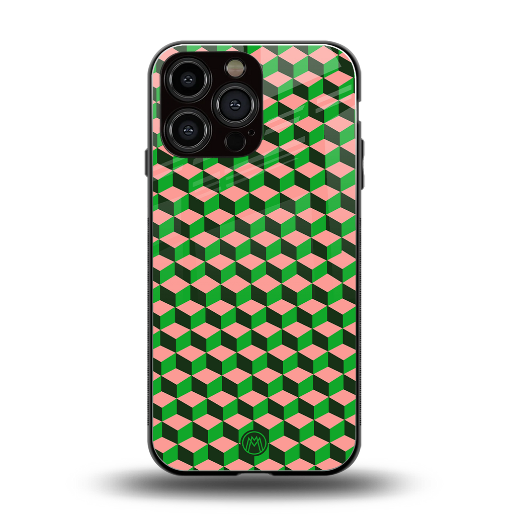 geo cube back phone cover | glass case for iphone 13 pro max