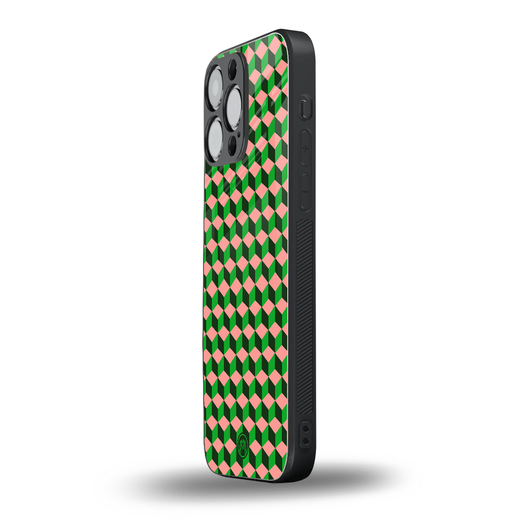 geo cube back phone cover | glass case for iphone 13 pro max