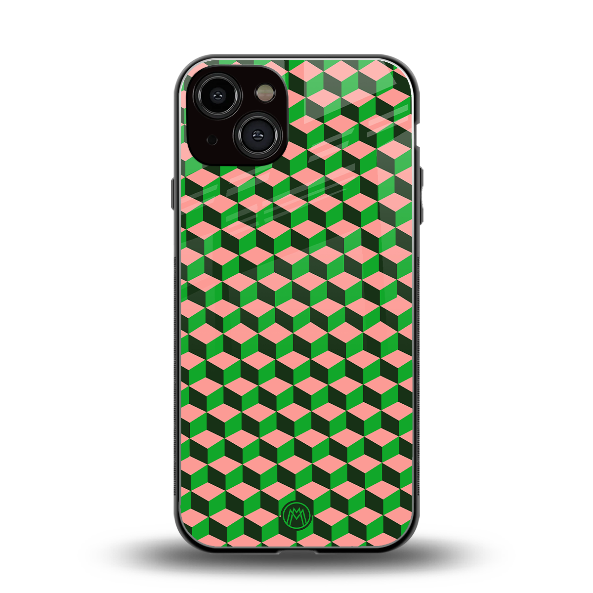 geo cube back phone cover | glass case for iphone 13