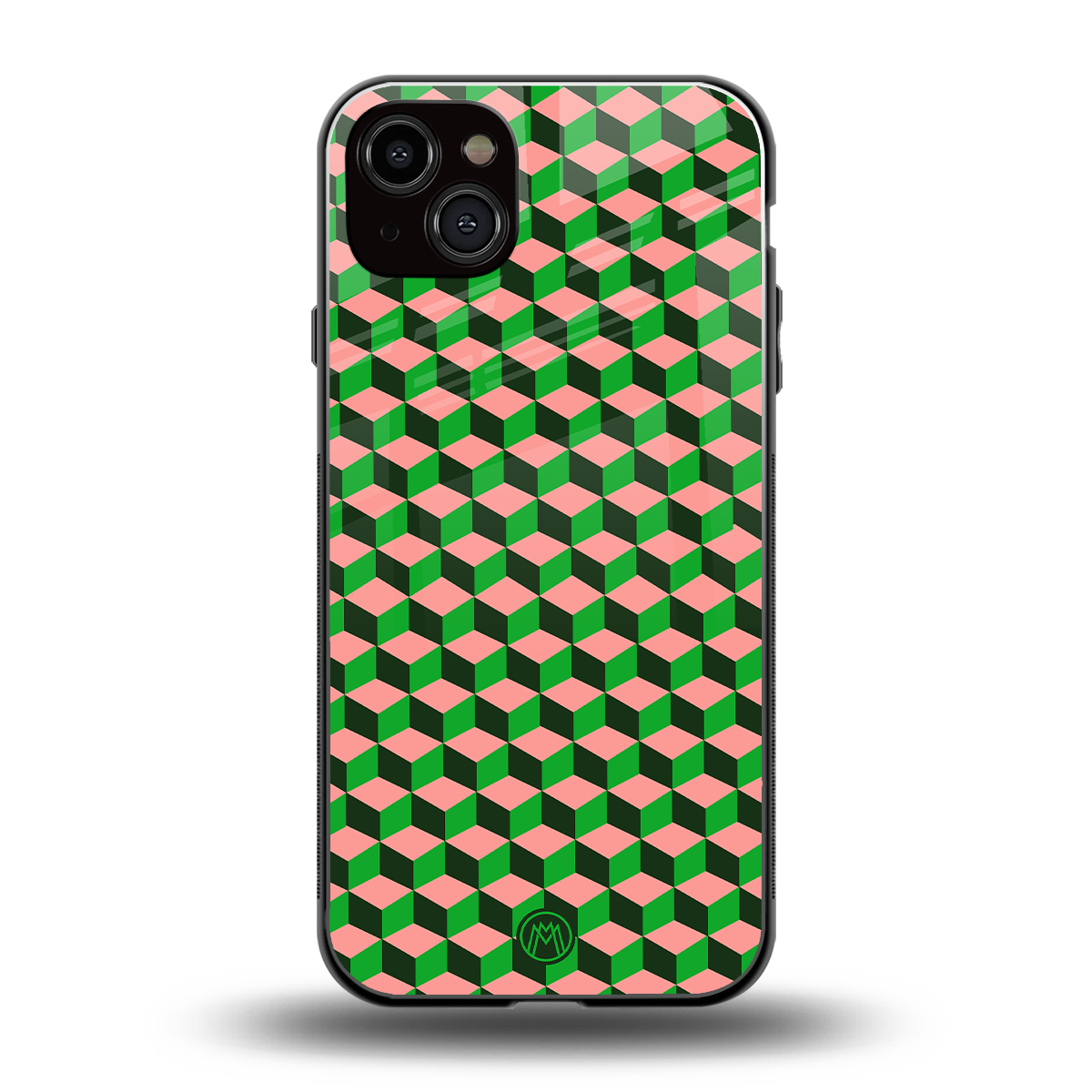 geo cube back phone cover | glass case for iphone 15 plus