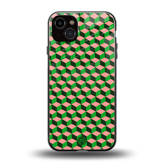 geo cube back phone cover | glass case for iphone 14 plus