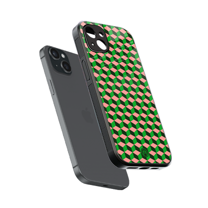 geo cube back phone cover | glass case for iphone 14 plus