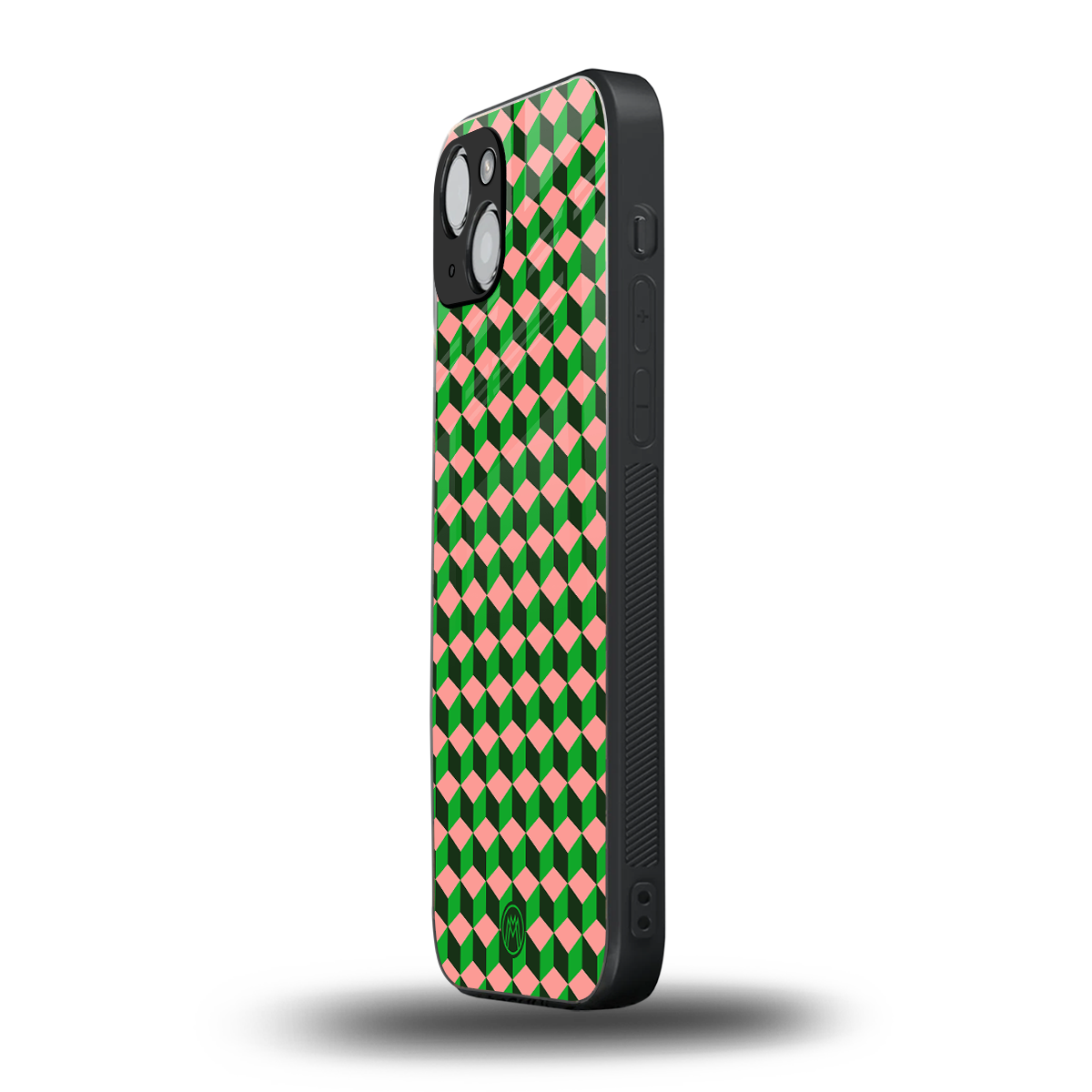 geo cube back phone cover | glass case for iphone 15 plus