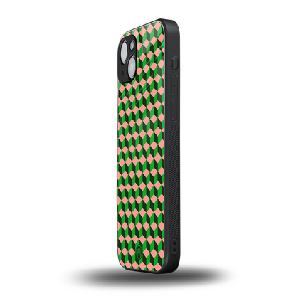 geo cube back phone cover | glass case for iphone 14 plus