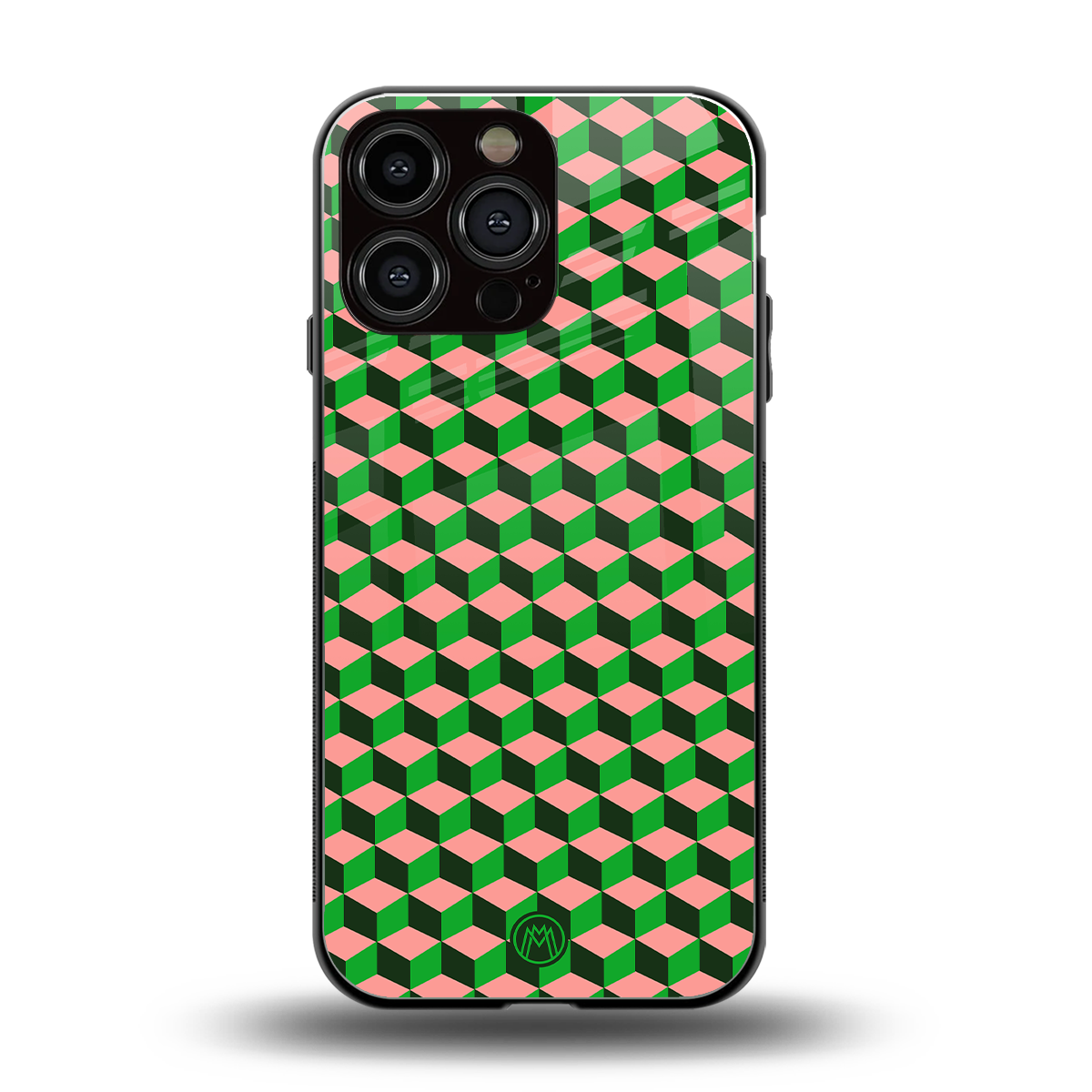 geo cube back phone cover | glass case for iphone 16 pro max