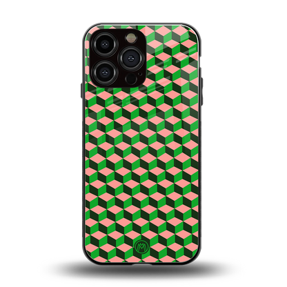 geo cube back phone cover | glass case for iphone 16 pro max