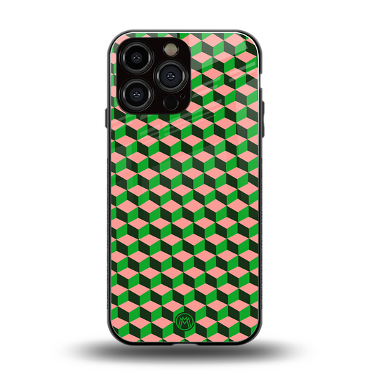 geo cube back phone cover | glass case for iphone 16 pro max