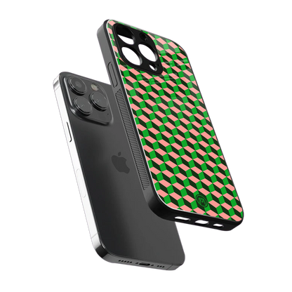 geo cube back phone cover | glass case for iphone 16 pro max