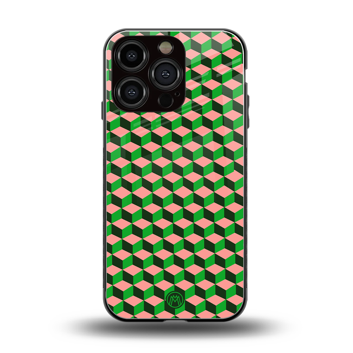 geo cube back phone cover | glass case for iphone 16 pro