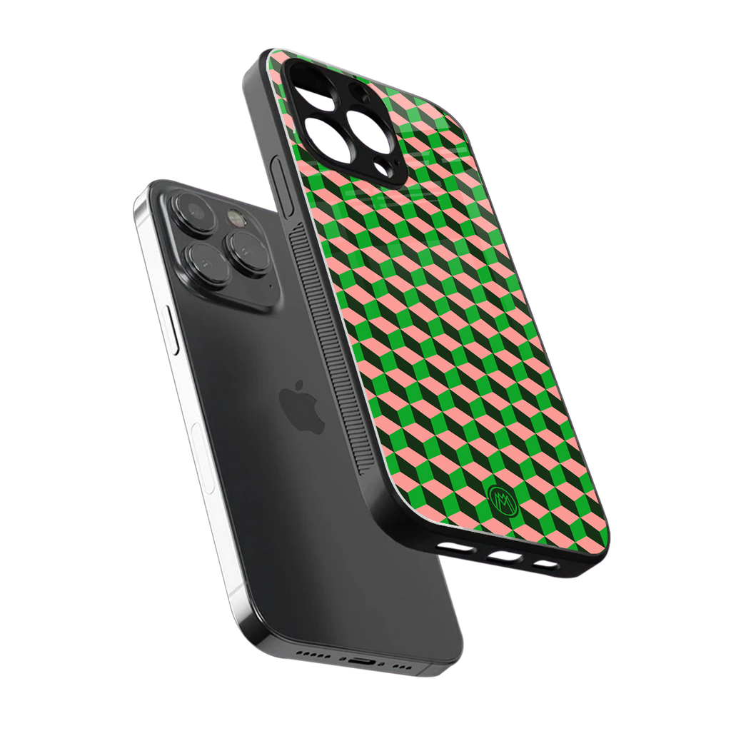geo cube back phone cover | glass case for iphone 16 pro
