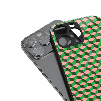 geo cube back phone cover | glass case for iphone 16 pro max