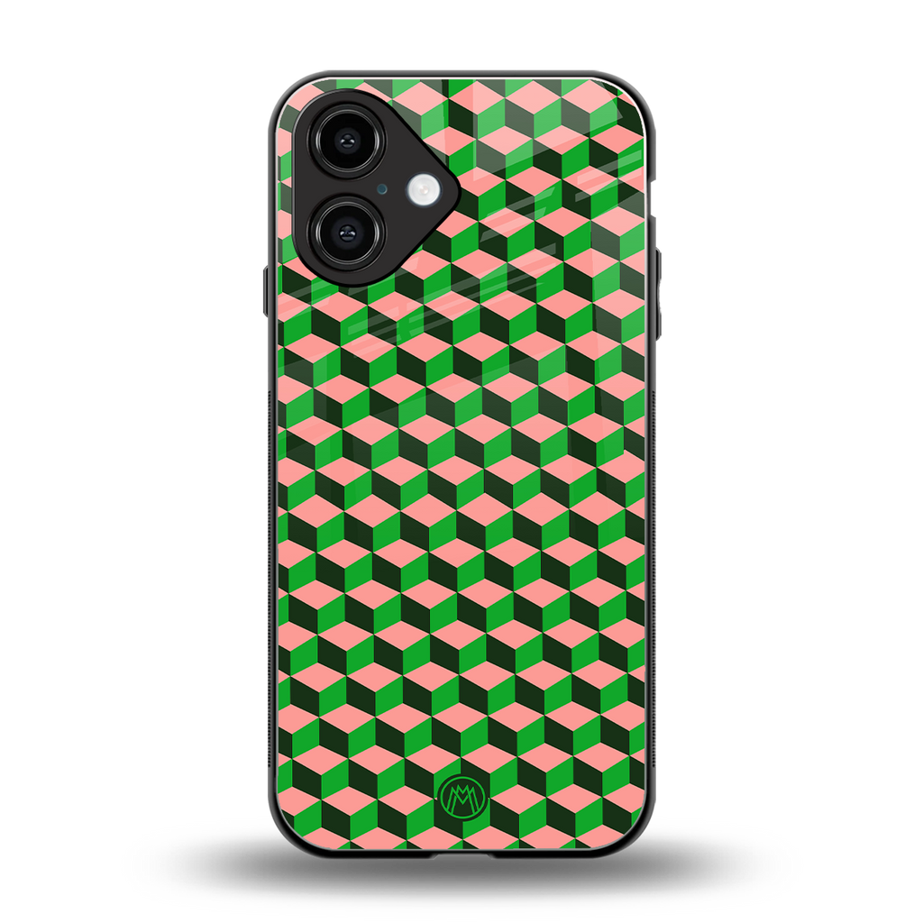 geo cube back phone cover | glass case for iphone 16