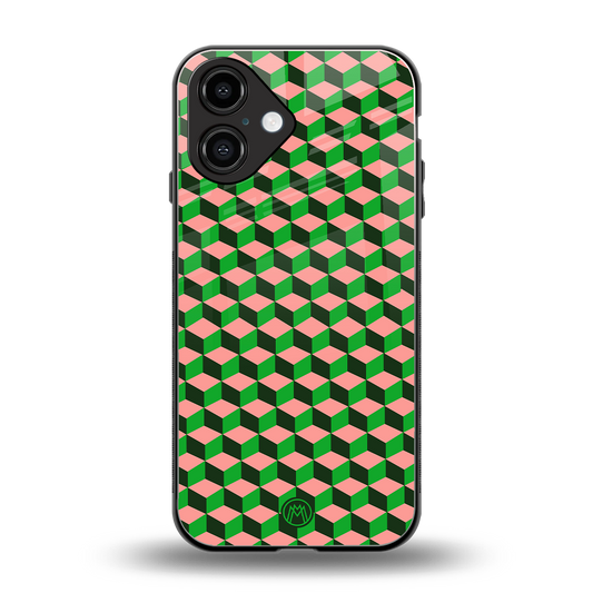 geo cube back phone cover | glass case for iphone 16