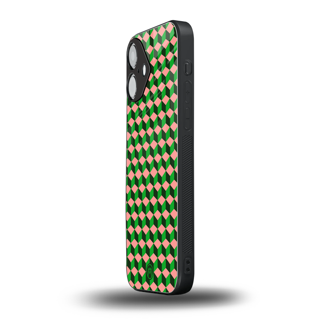 geo cube back phone cover | glass case for iphone 16