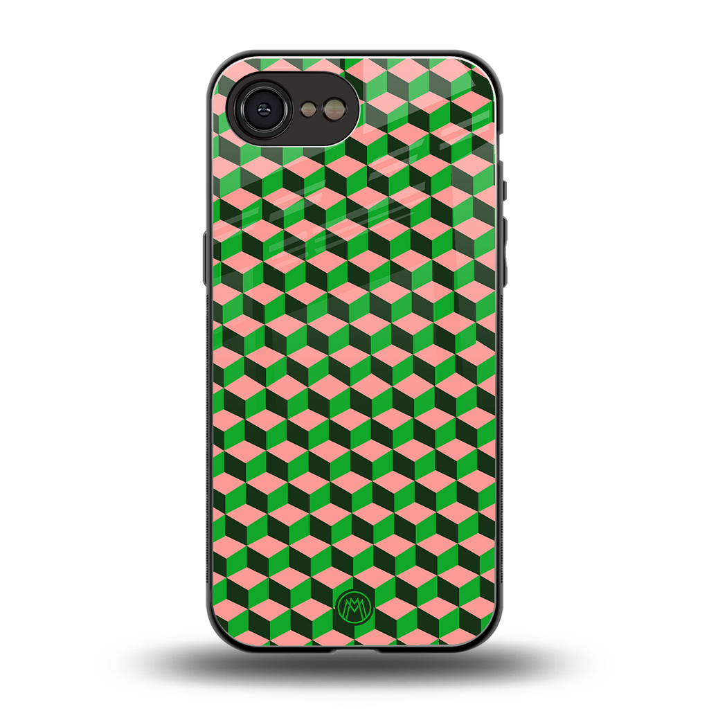 geo cube back phone cover | glass case for iphone 16e