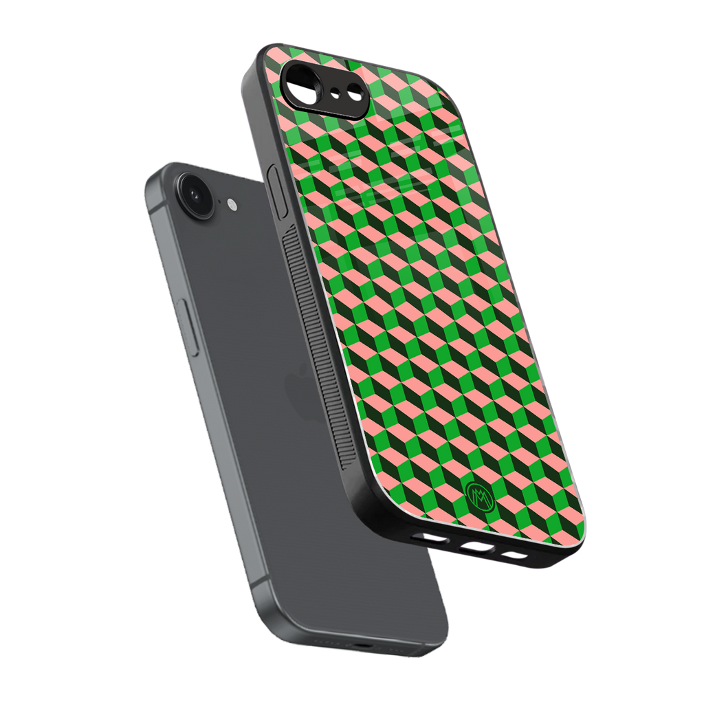 geo cube back phone cover | glass case for iphone 16e