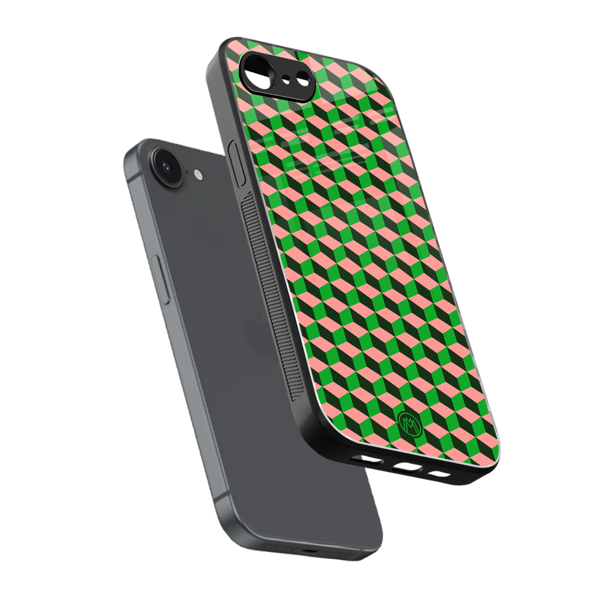 geo cube back phone cover | glass case for iphone 16e