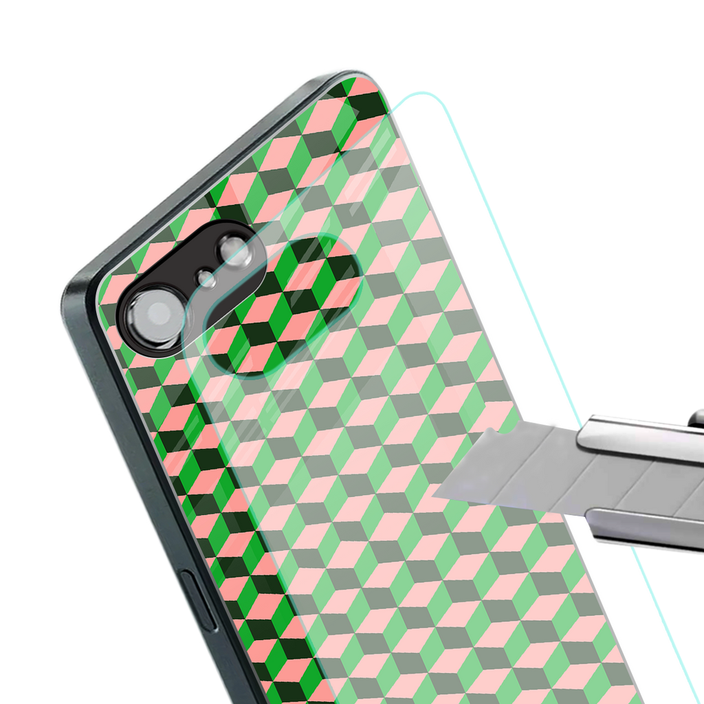 geo cube back phone cover | glass case for iphone 16e