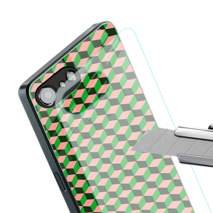 geo cube back phone cover | glass case for iphone 16e