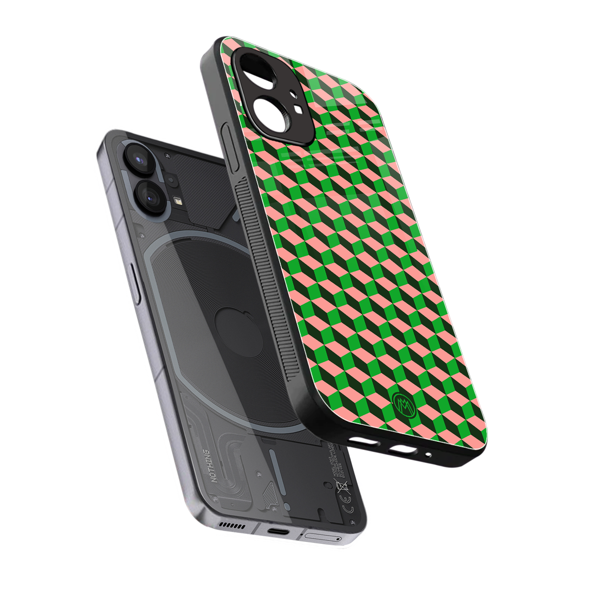 geo cube back phone cover | glass case for nothing phone 1