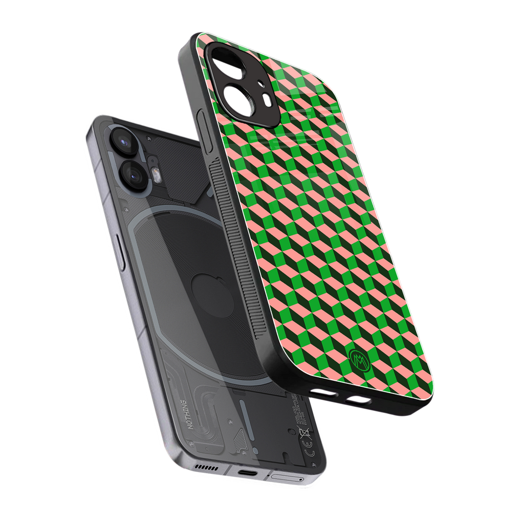geo cube back phone cover | glass case for nothing phone 2