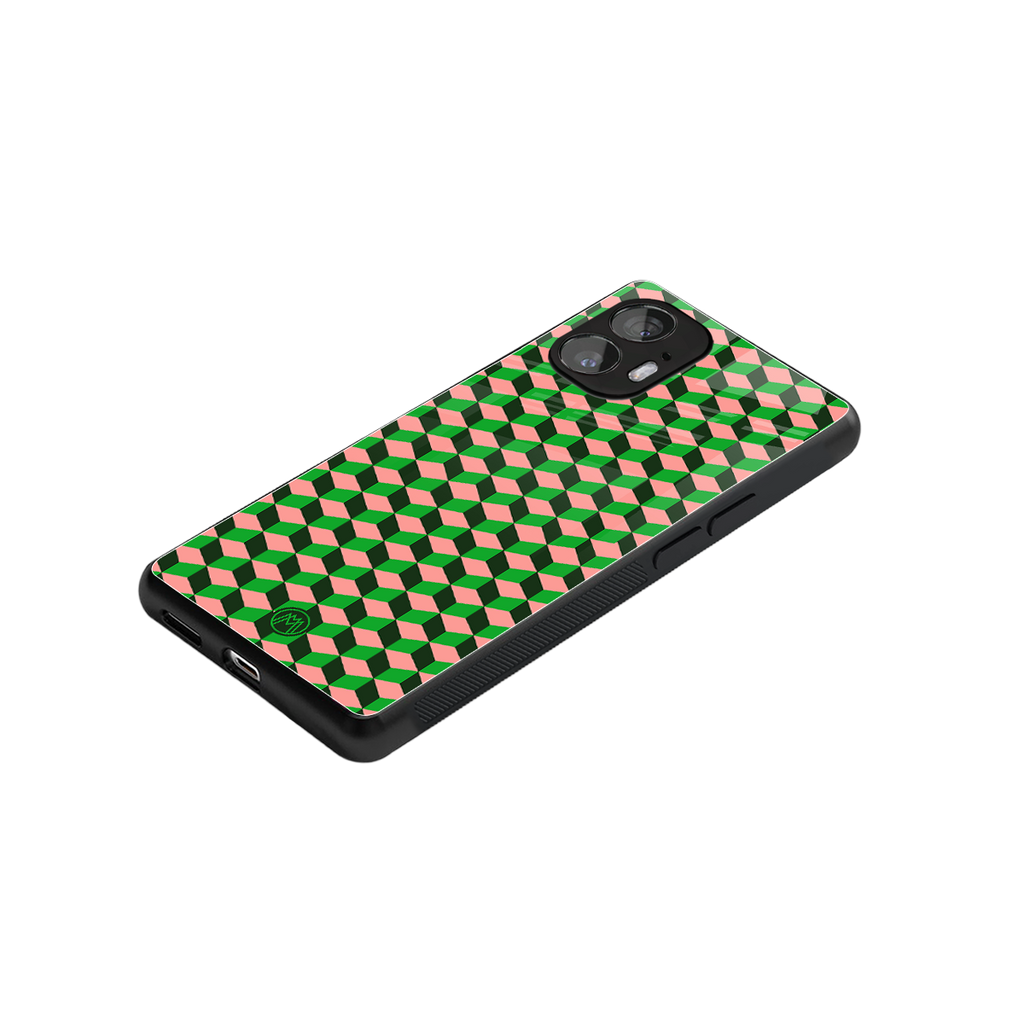 geo cube back phone cover | glass case for nothing phone 2