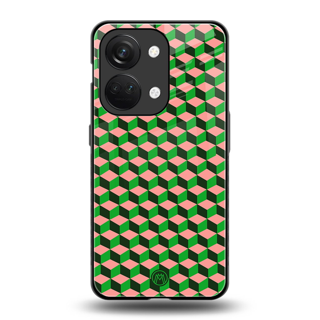 geo cube back phone cover | glass case for oneplus nord 3