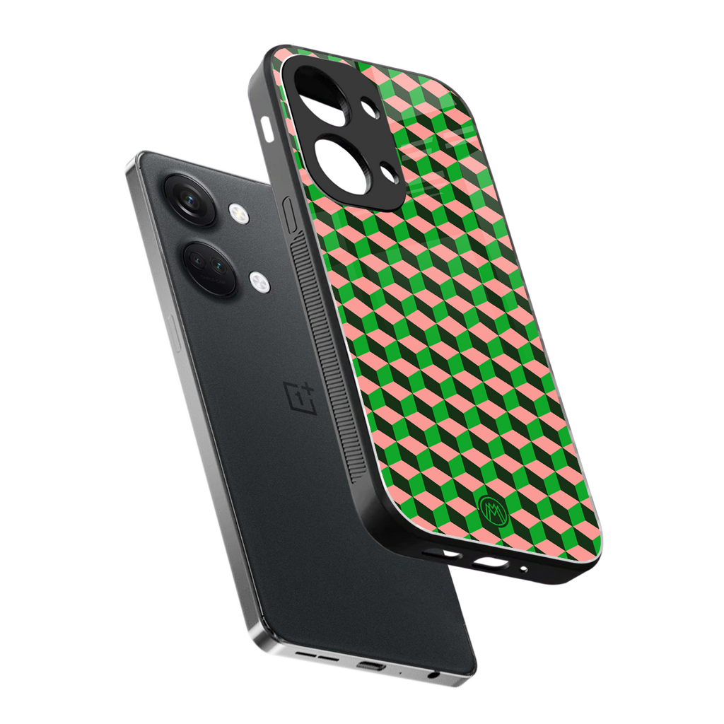 geo cube back phone cover | glass case for oneplus nord 3