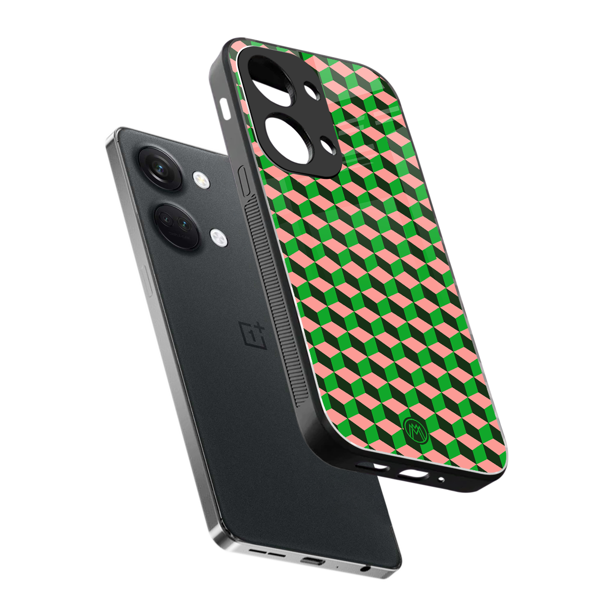 geo cube back phone cover | glass case for oneplus nord 3