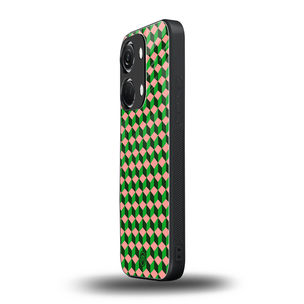 geo cube back phone cover | glass case for oneplus nord 3