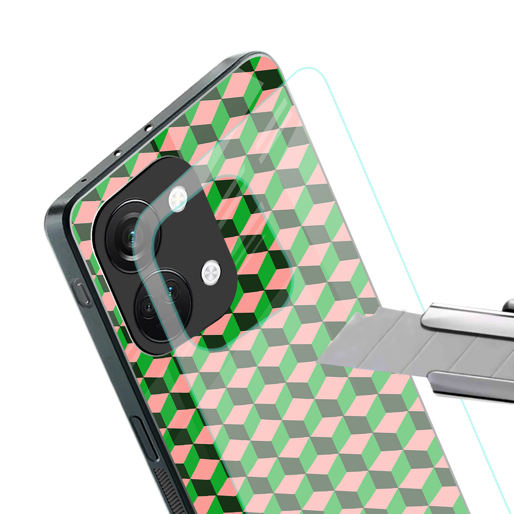 geo cube back phone cover | glass case for oneplus nord 3