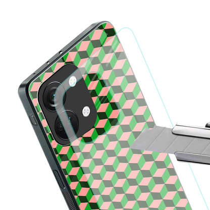 geo cube back phone cover | glass case for oneplus nord 3