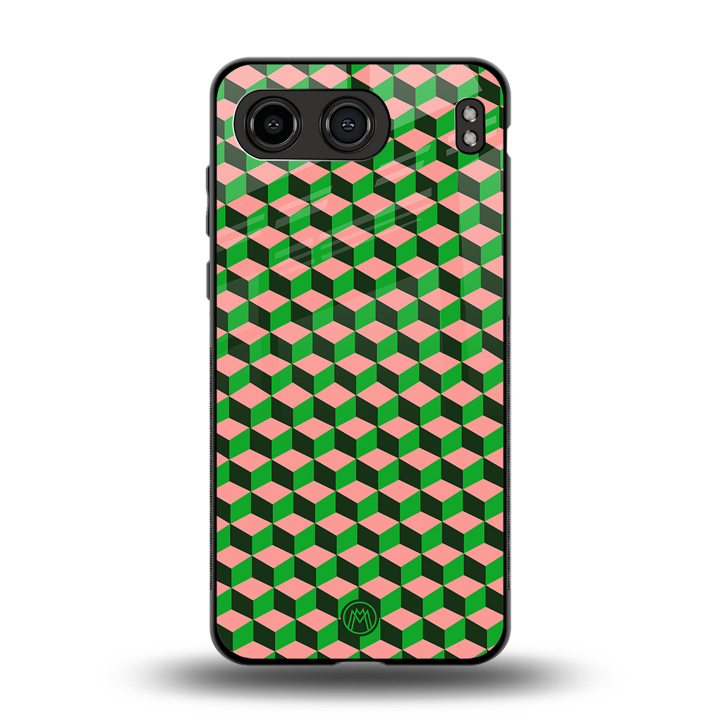 geo cube back phone cover | glass case for oneplus nord 4