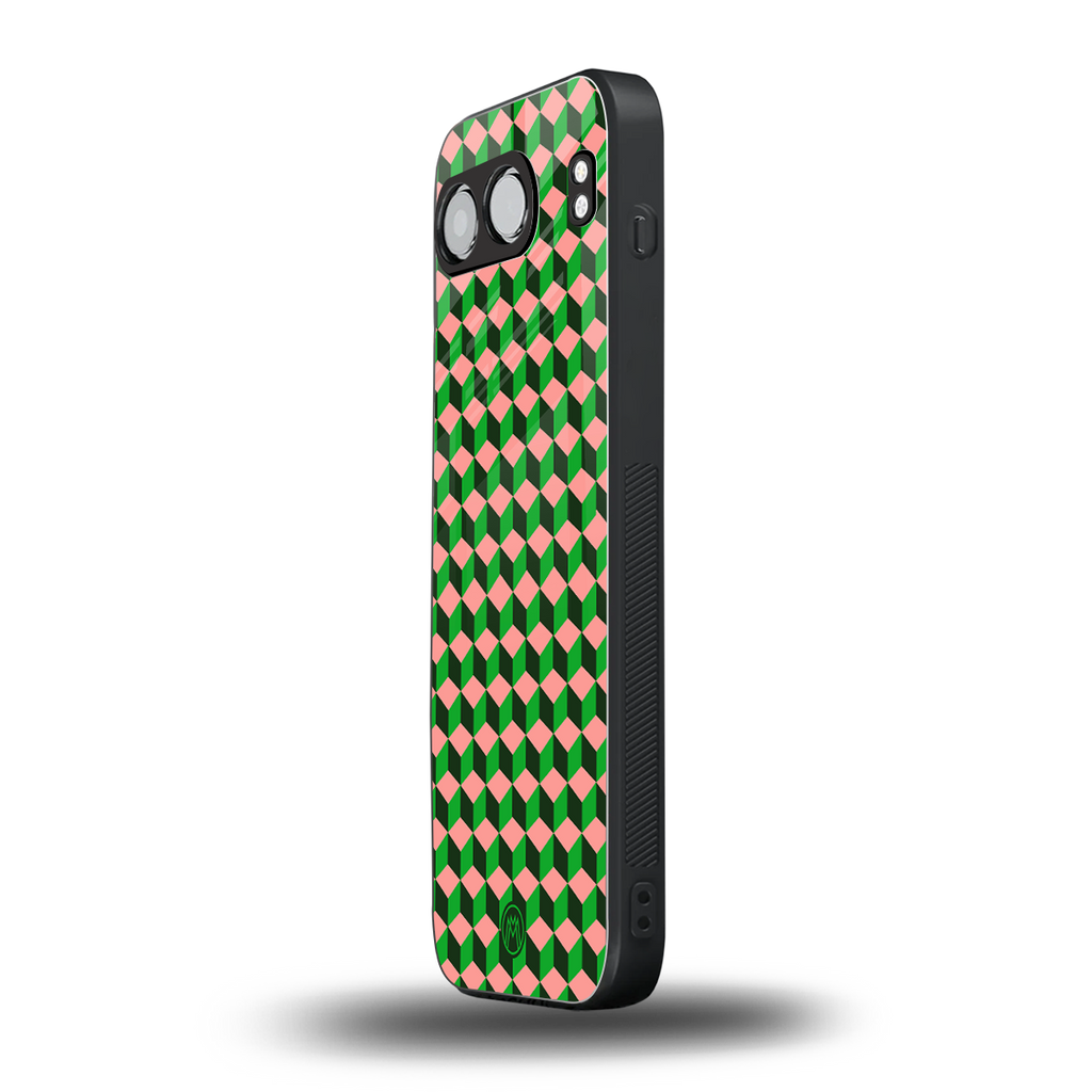 geo cube back phone cover | glass case for oneplus nord 4